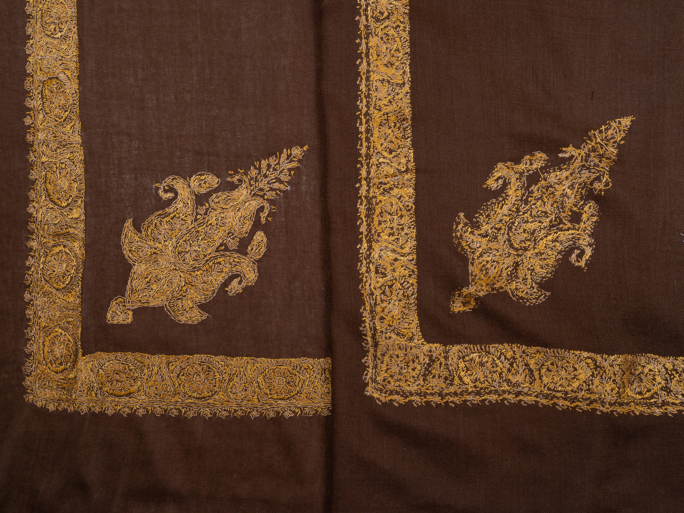 Antique Umber Rumal — Sozni Hand Embroidered