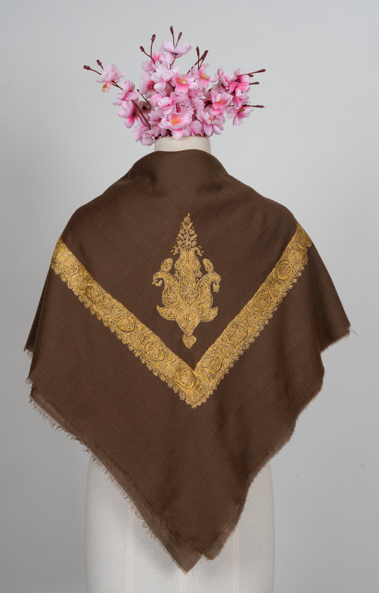 Antique Umber Rumal — Sozni Hand Embroidered