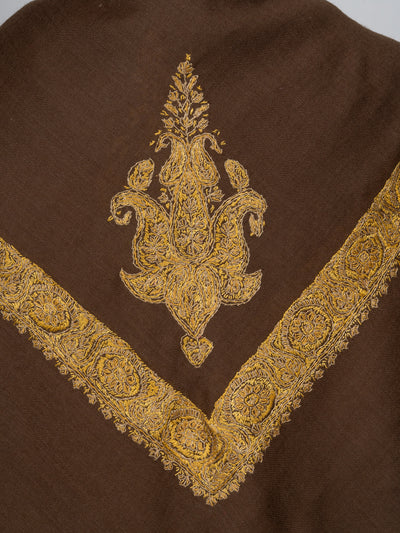 Antique Umber Rumal — Sozni Hand Embroidered