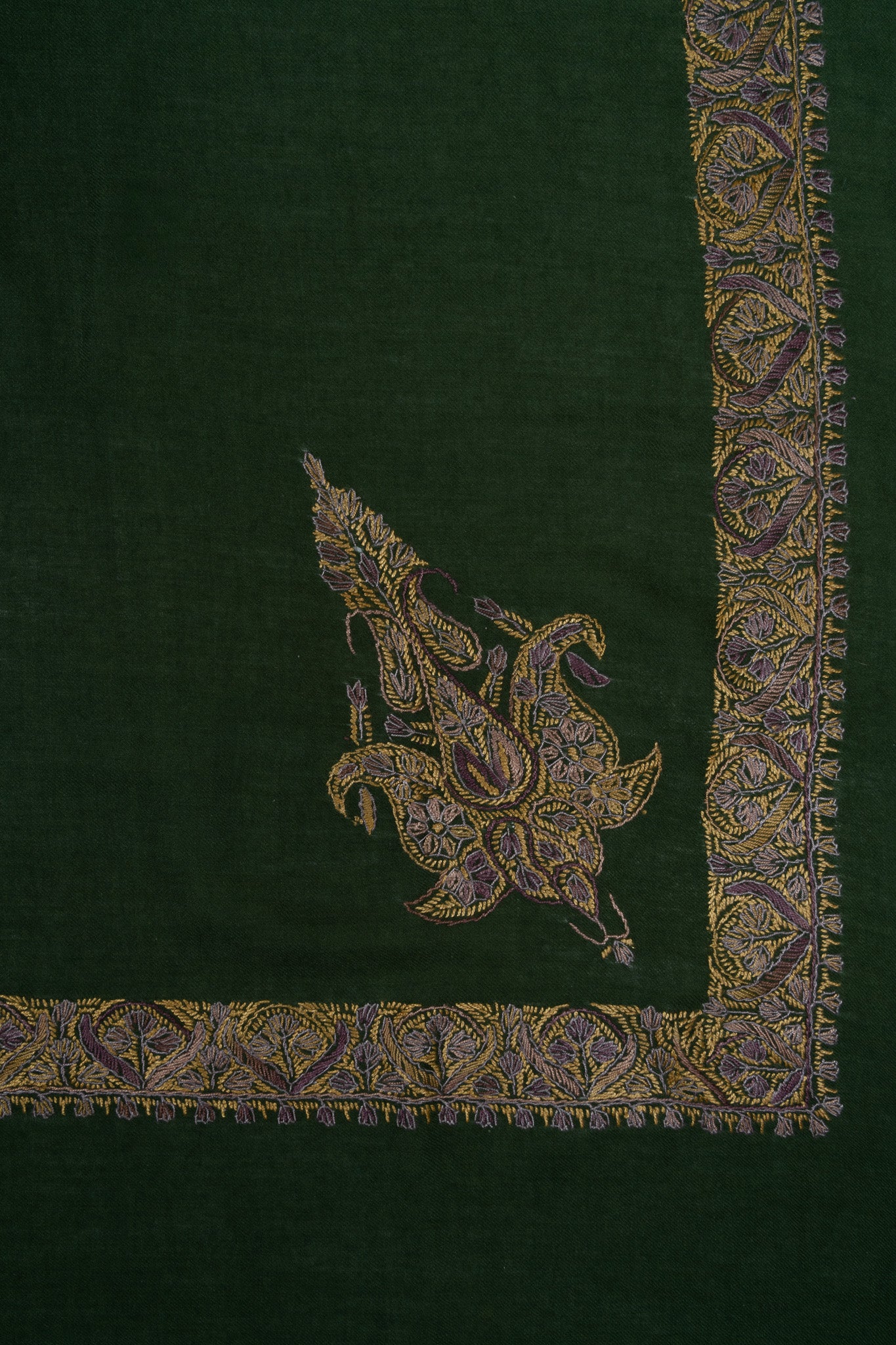 Emerald Dusk Rumal — Sozni Hand Embroidered