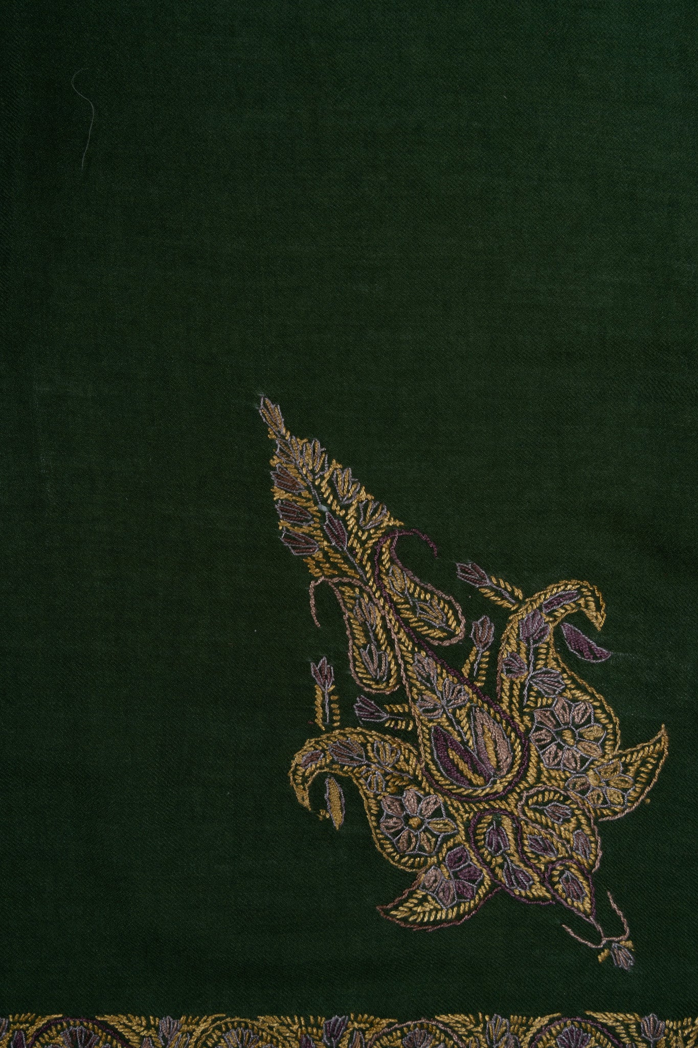 Emerald Dusk Rumal — Sozni Hand Embroidered