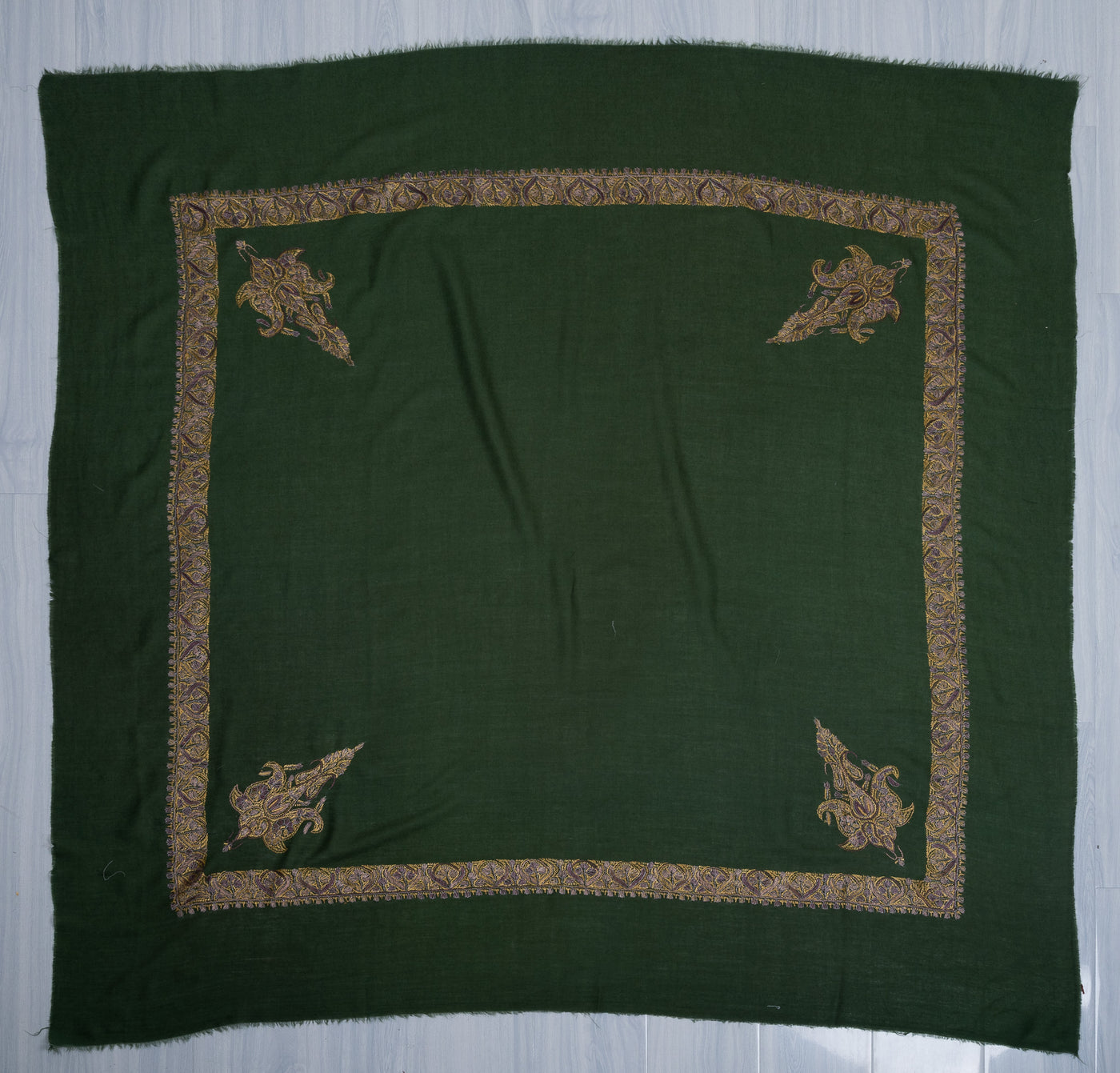Emerald Dusk Rumal — Sozni Hand Embroidered