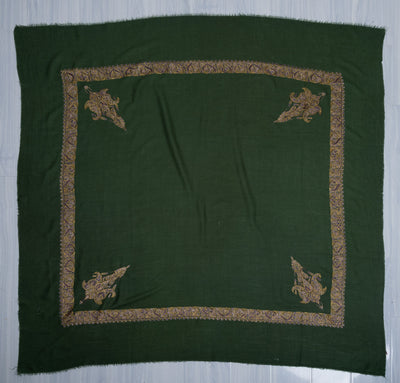 Emerald Dusk Rumal — Sozni Hand Embroidered
