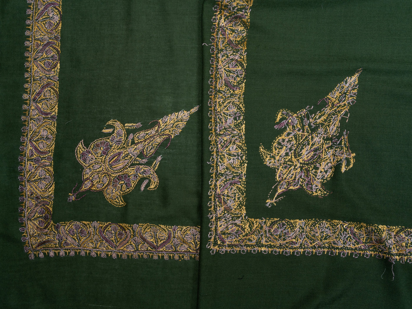 Emerald Dusk Rumal — Sozni Hand Embroidered