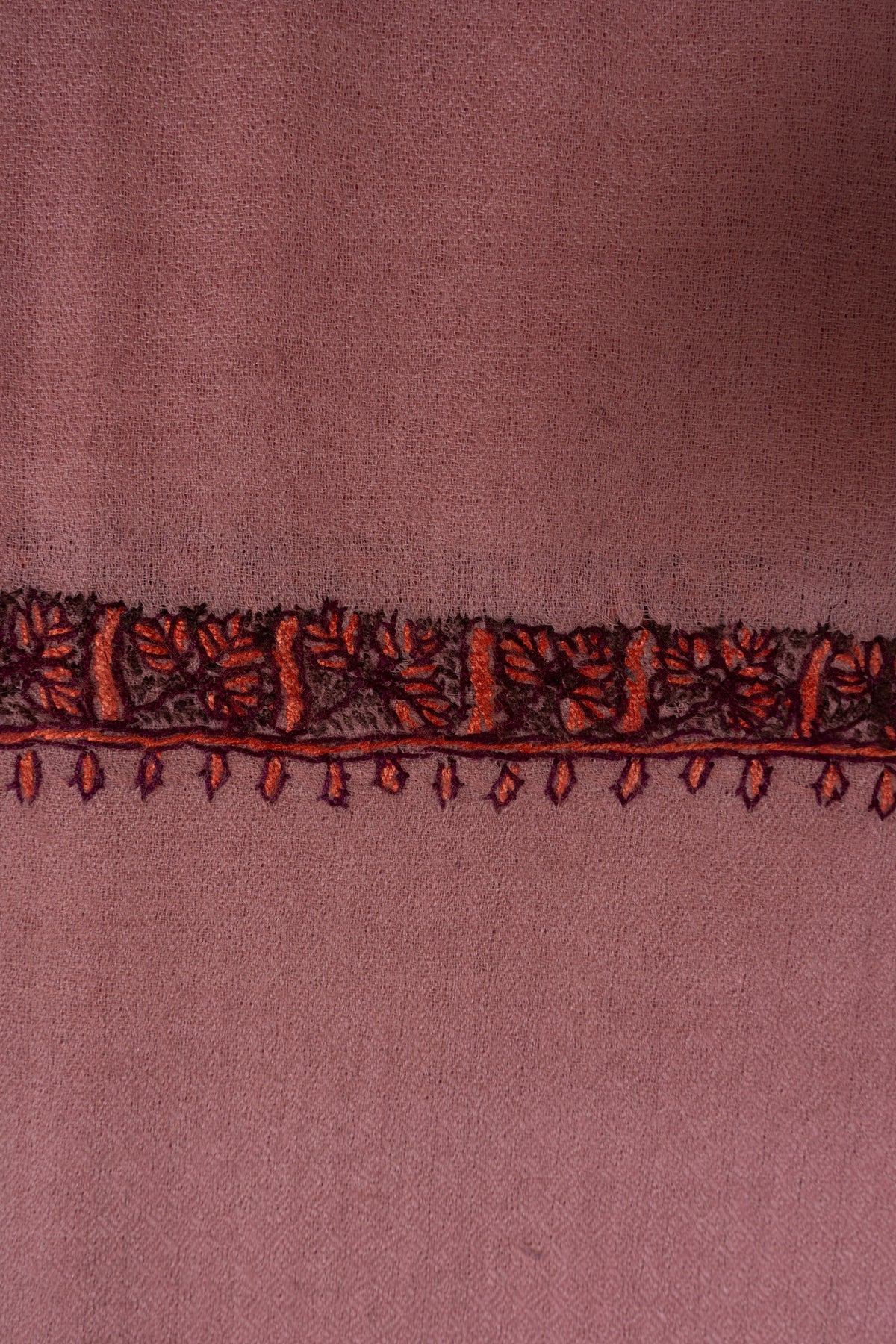 Rosewood Blush: Merino Wool Hand Embroidered 2.5 Yards Shawl