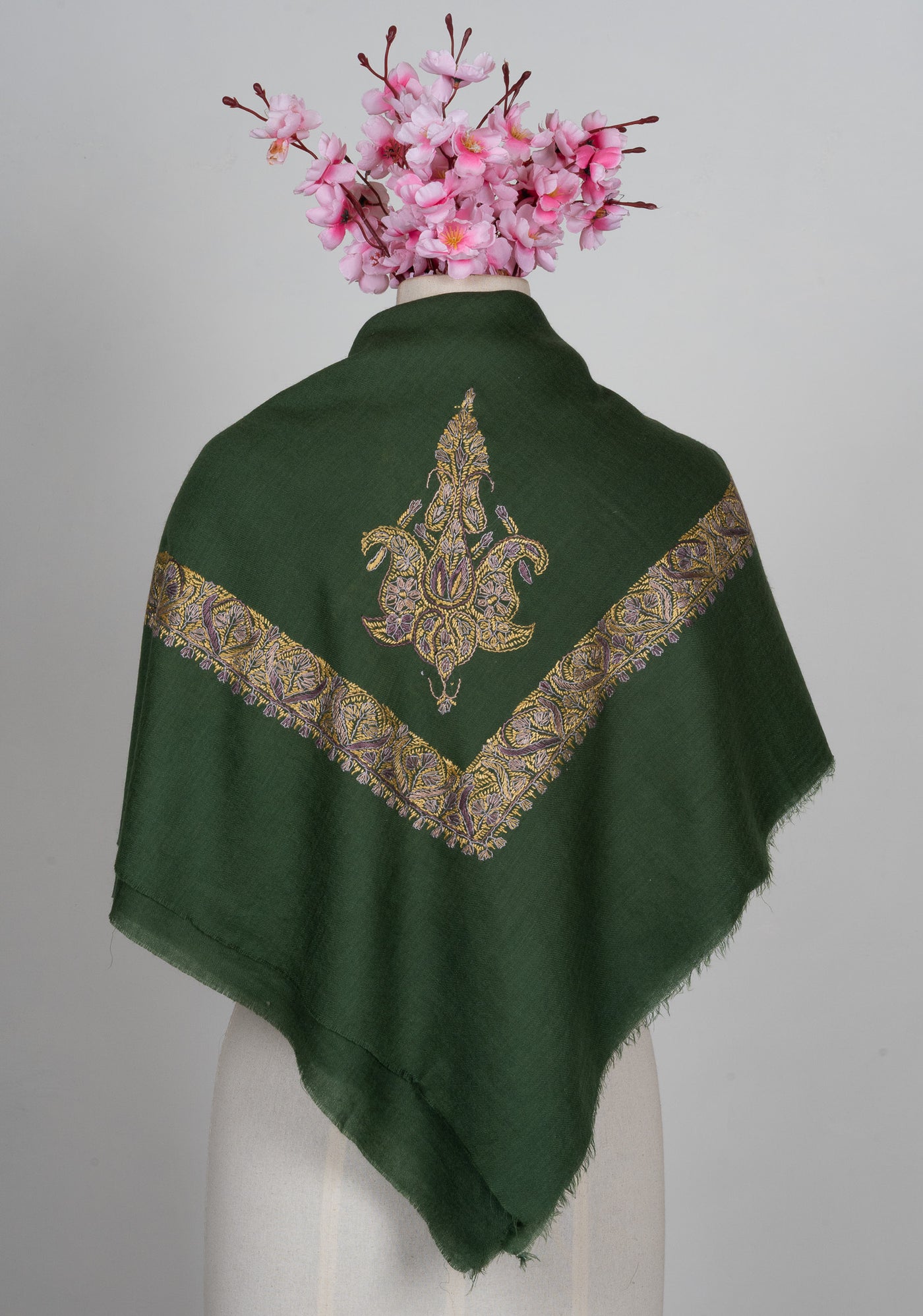 Emerald Dusk Rumal — Sozni Hand Embroidered