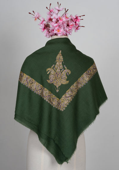 Emerald Dusk Rumal — Sozni Hand Embroidered