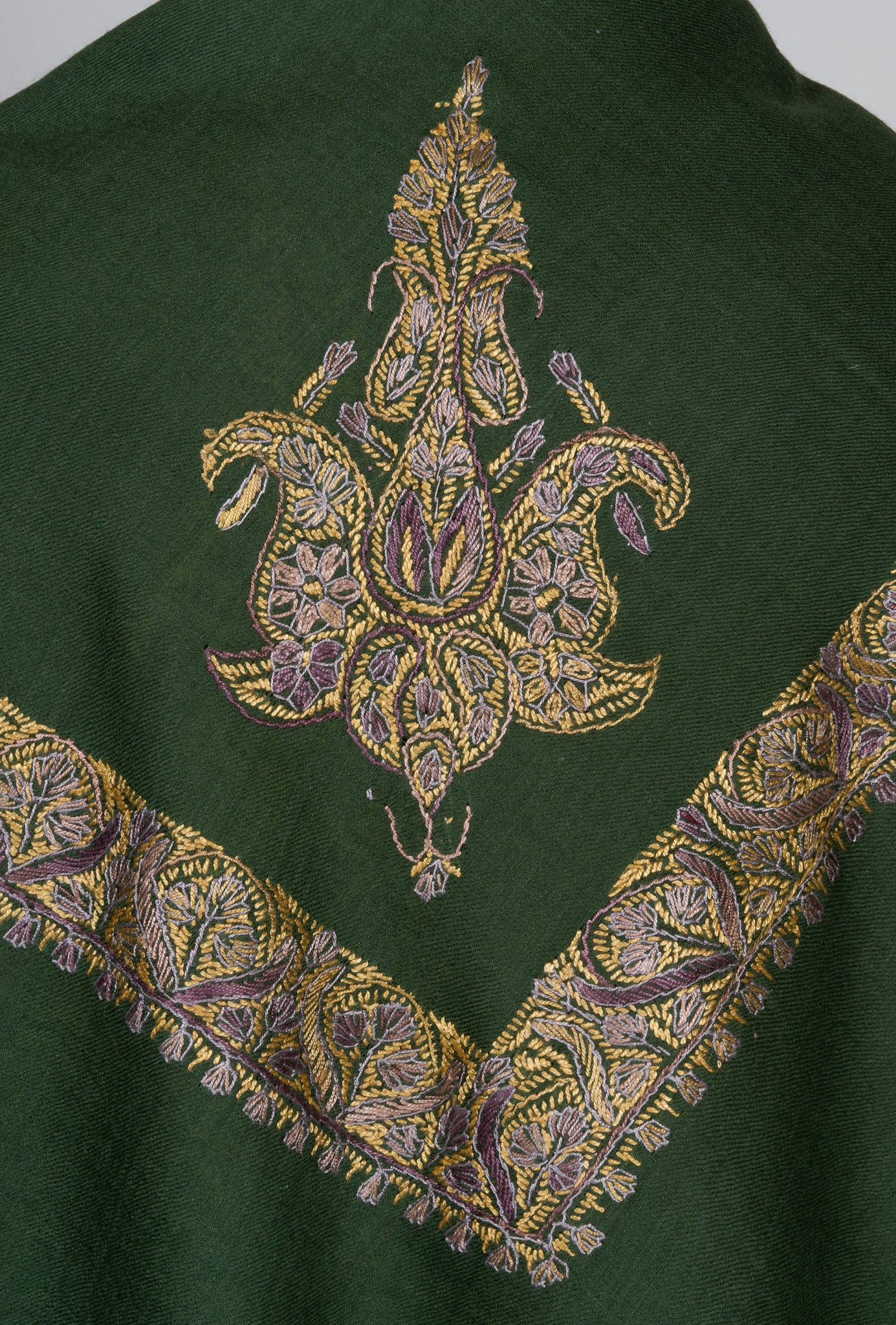 Emerald Dusk Rumal — Sozni Hand Embroidered