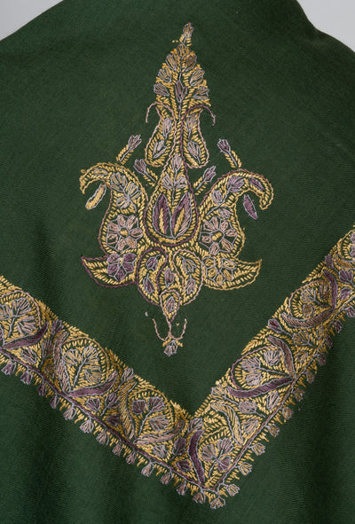 Emerald Dusk Rumal — Sozni Hand Embroidered