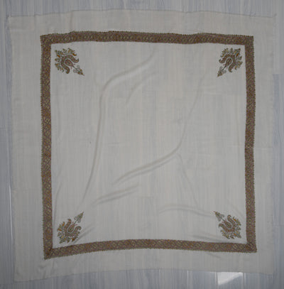Blush Ivory Rumal — Sozni Hand Embroidered