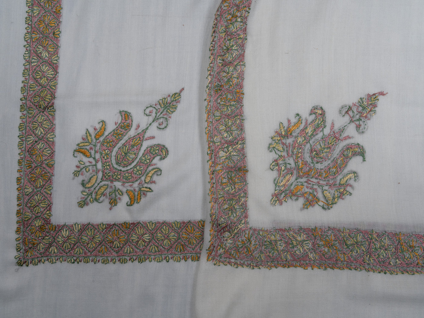 Blush Ivory Rumal — Sozni Hand Embroidered