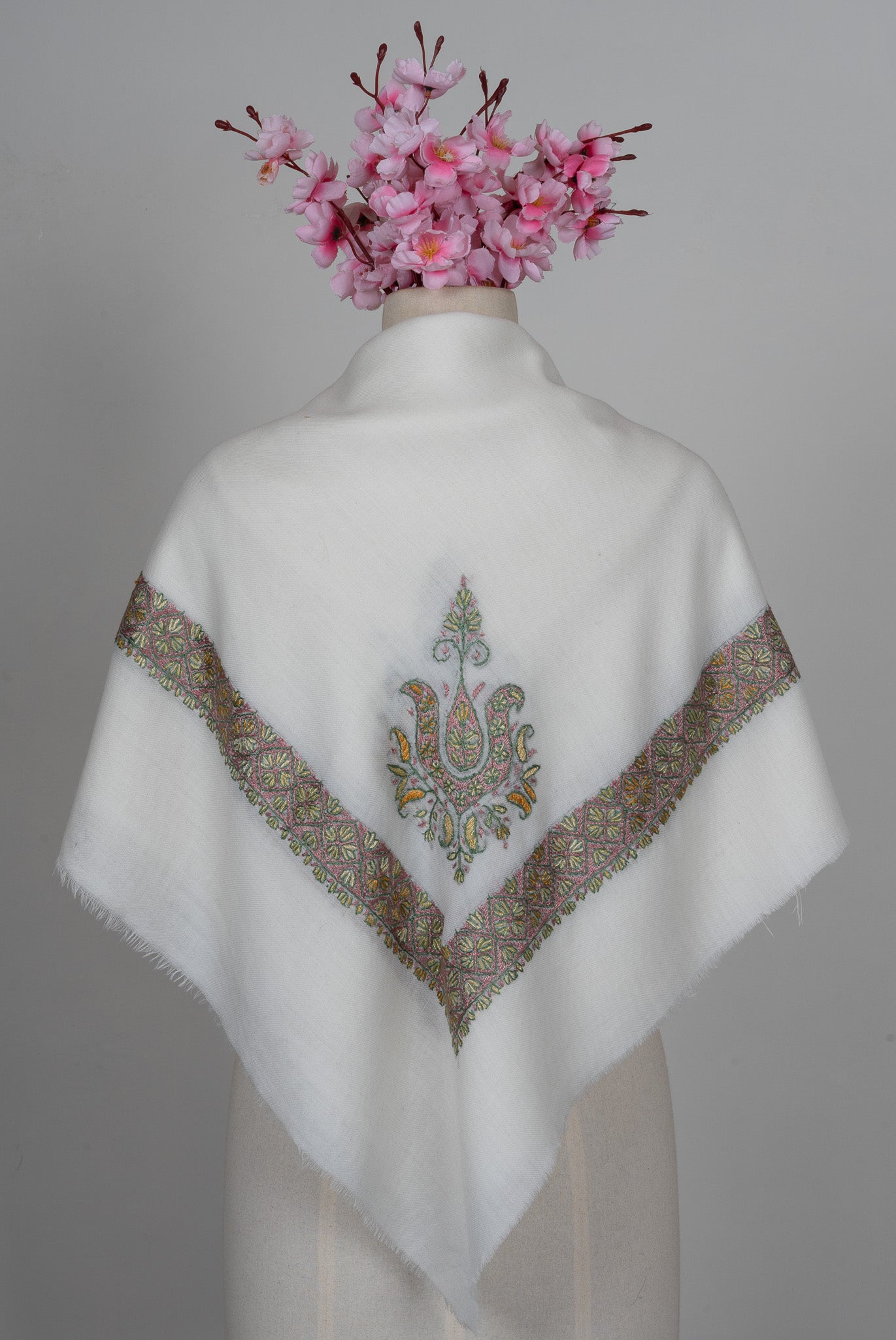 Blush Ivory Rumal — Sozni Hand Embroidered