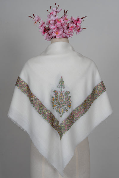 Blush Ivory Rumal — Sozni Hand Embroidered