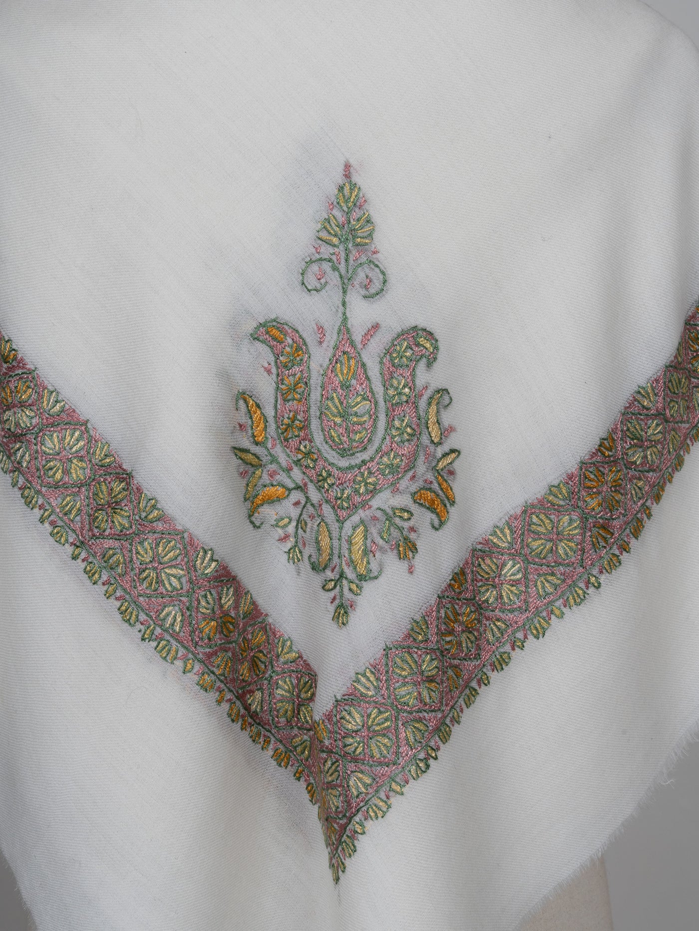Blush Ivory Rumal — Sozni Hand Embroidered