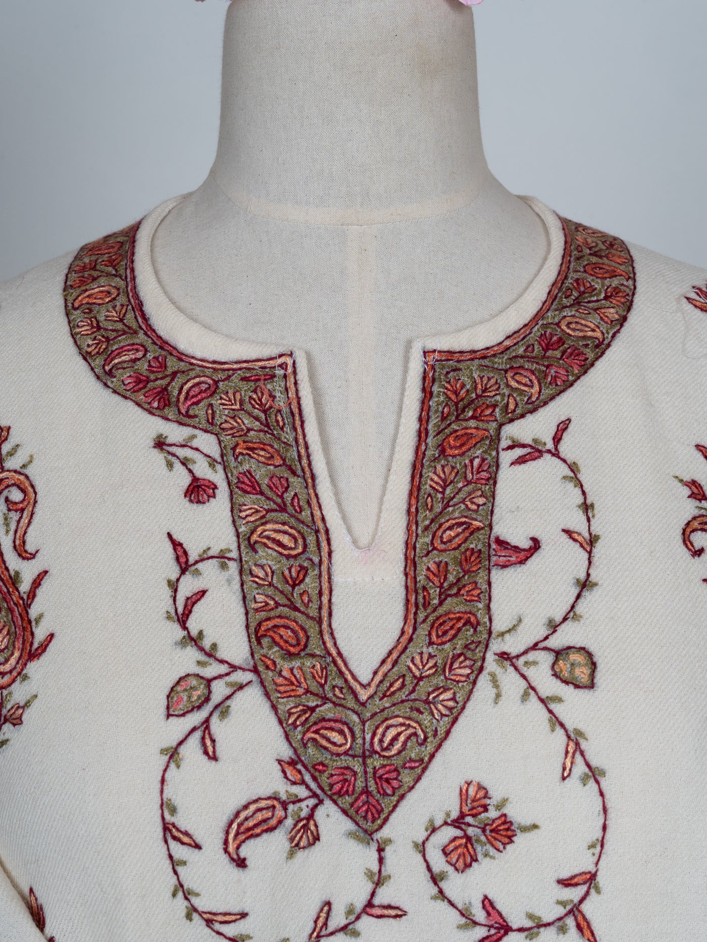 Pearl Vine Sozni Hand Embroidered Pheran