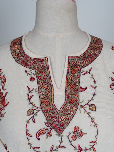 Pearl Vine Sozni Hand Embroidered Pheran