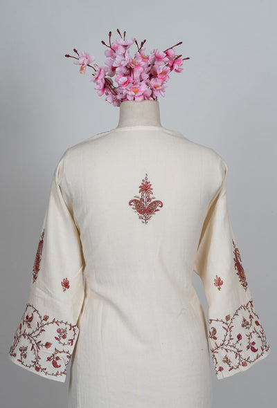 Pearl Vine Sozni Hand Embroidered Pheran