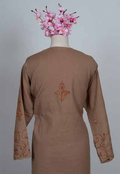 Mocha Whisper Sozni Hand Embroidered Pheran