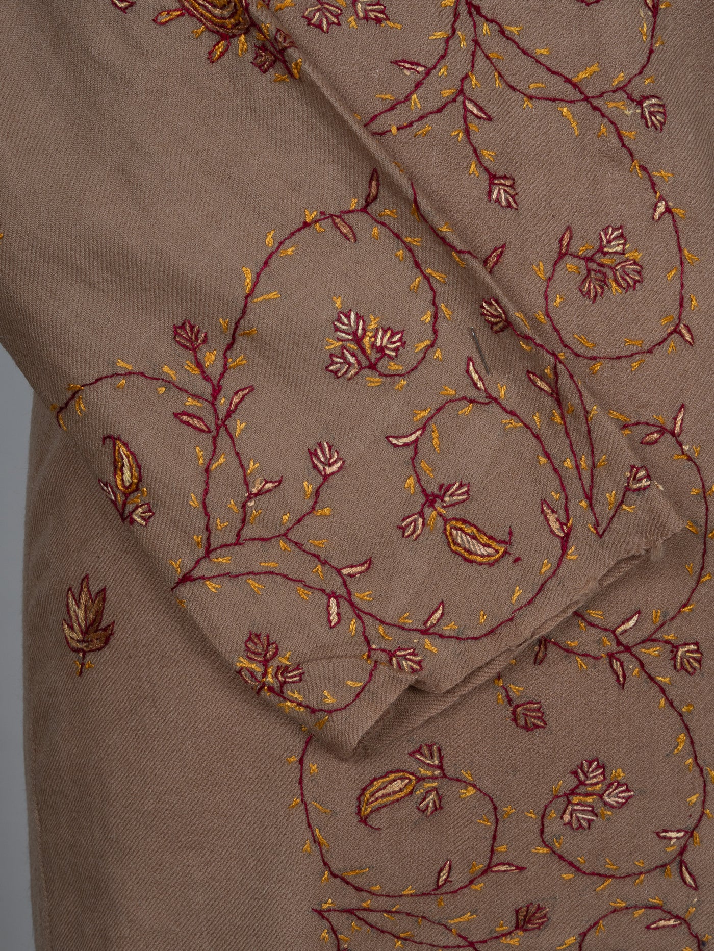 Mocha Whisper Sozni Hand Embroidered Pheran