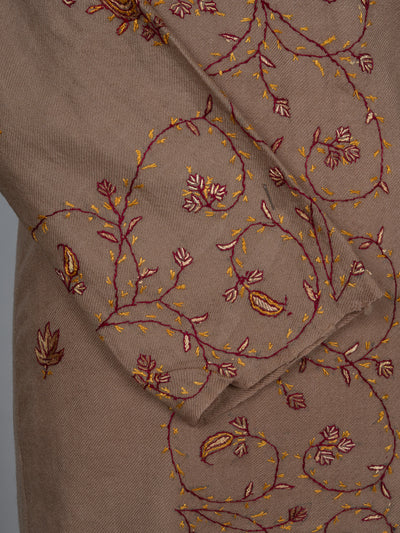 Mocha Whisper Sozni Hand Embroidered Pheran