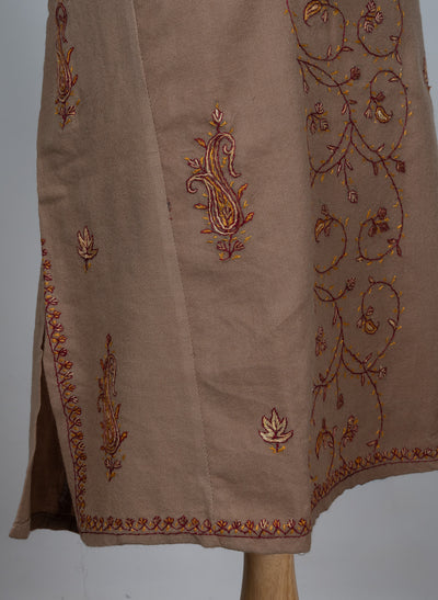 Mocha Whisper Sozni Hand Embroidered Pheran