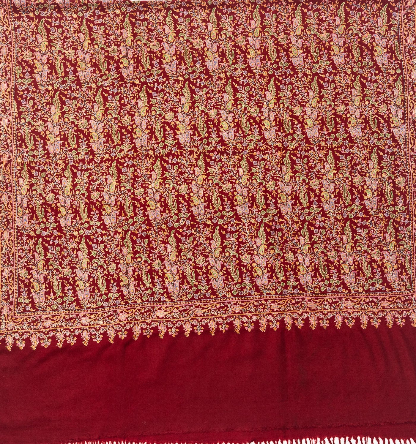 Ravishing Rouge Sozni Jaal Hand Embroidery Pashmina Shawl