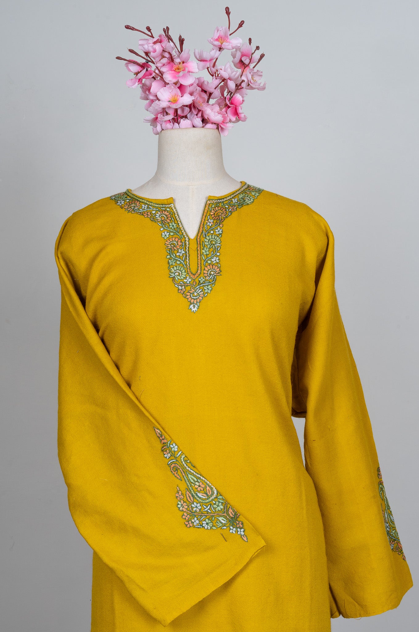 Golden Meadow Sozni Hand Embroidered Pheran
