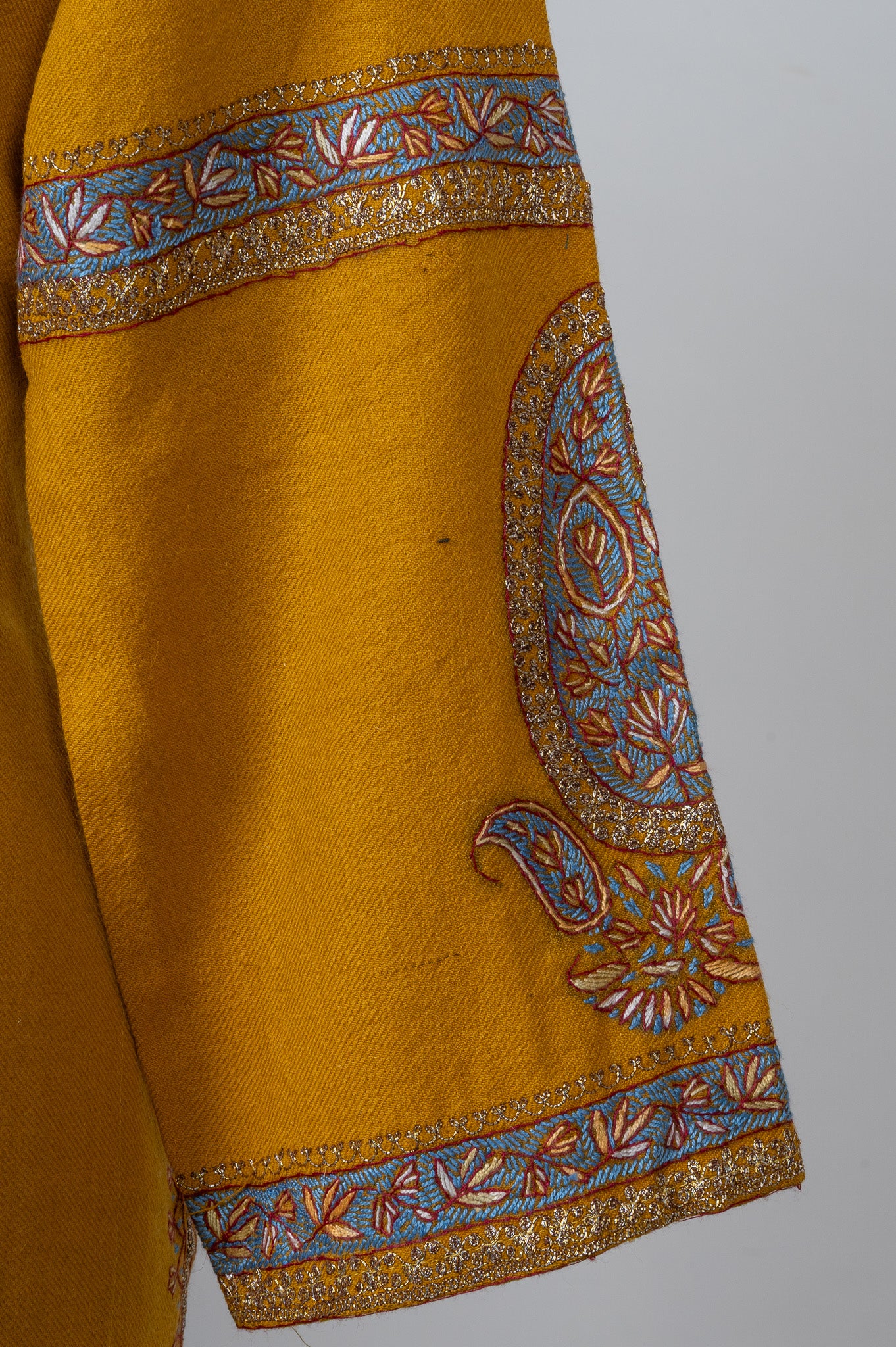Saffron Azure Sozni Hand Embroidered Pheran
