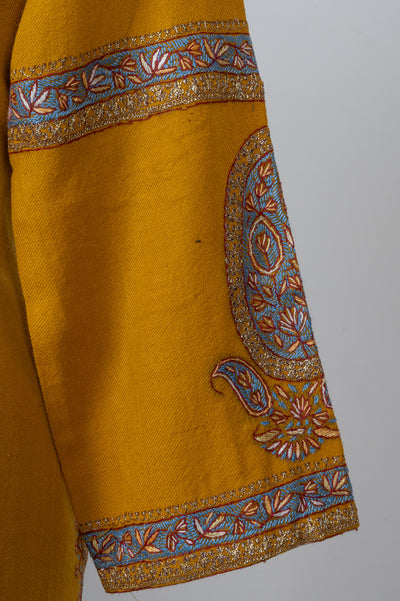 Saffron Azure Sozni Hand Embroidered Pheran