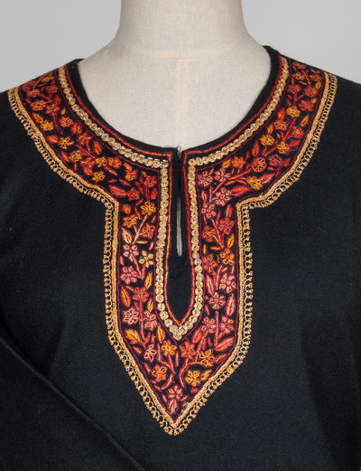 Midnight Border Sozni Hand Embroidered Pheran