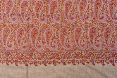 Roshanara Paisley Whisper Pure Pashmina Shawl with Sozni Hand Embroidery