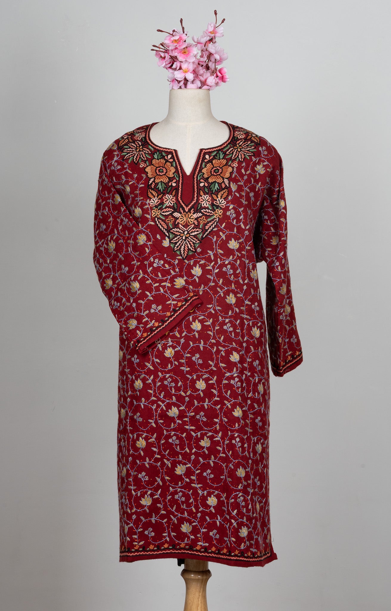 Ruby Bloom Sozni Hand Embroidered Pheran