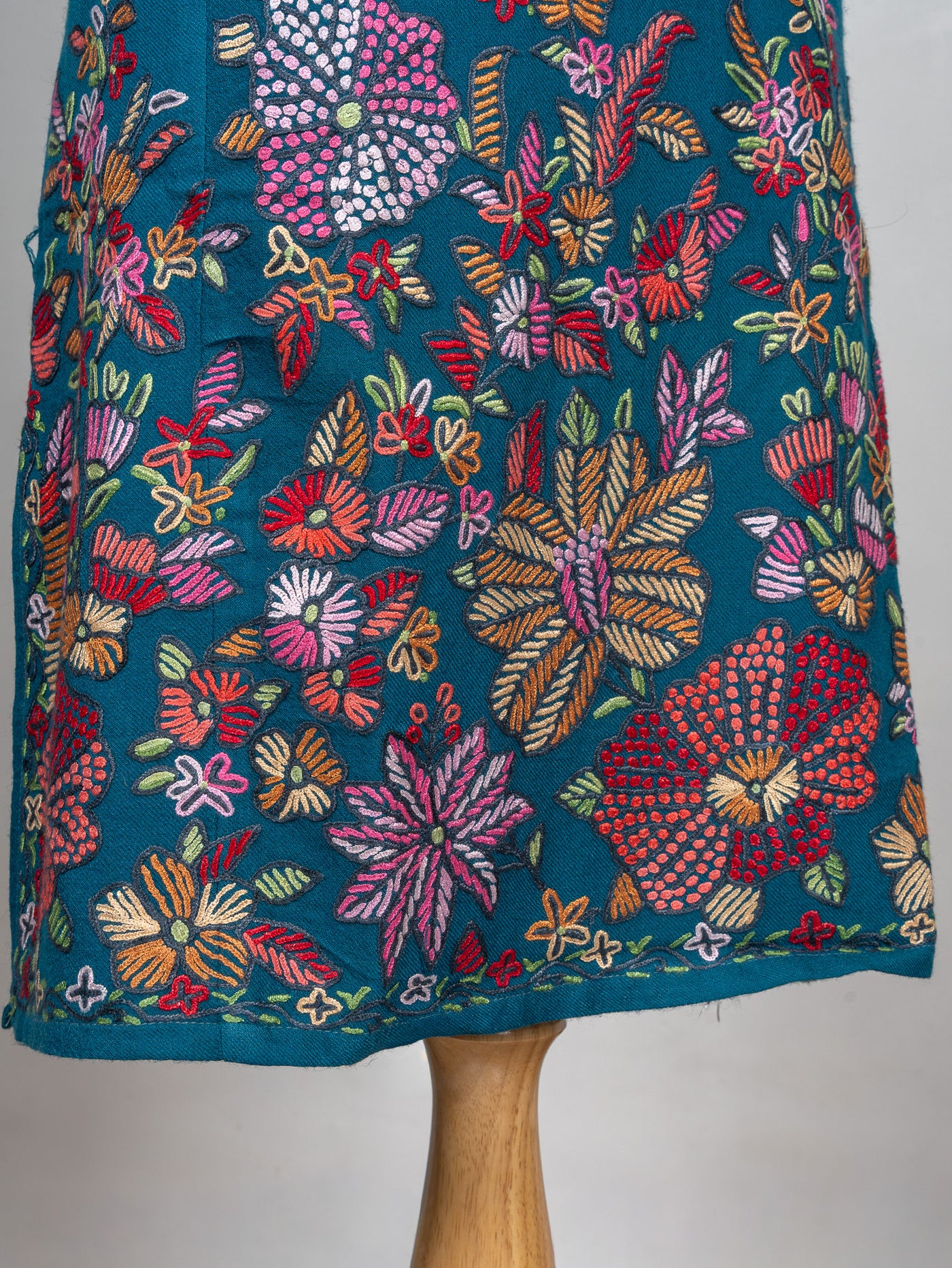 Teal Garden Sozni Hand Embroidered Pheran