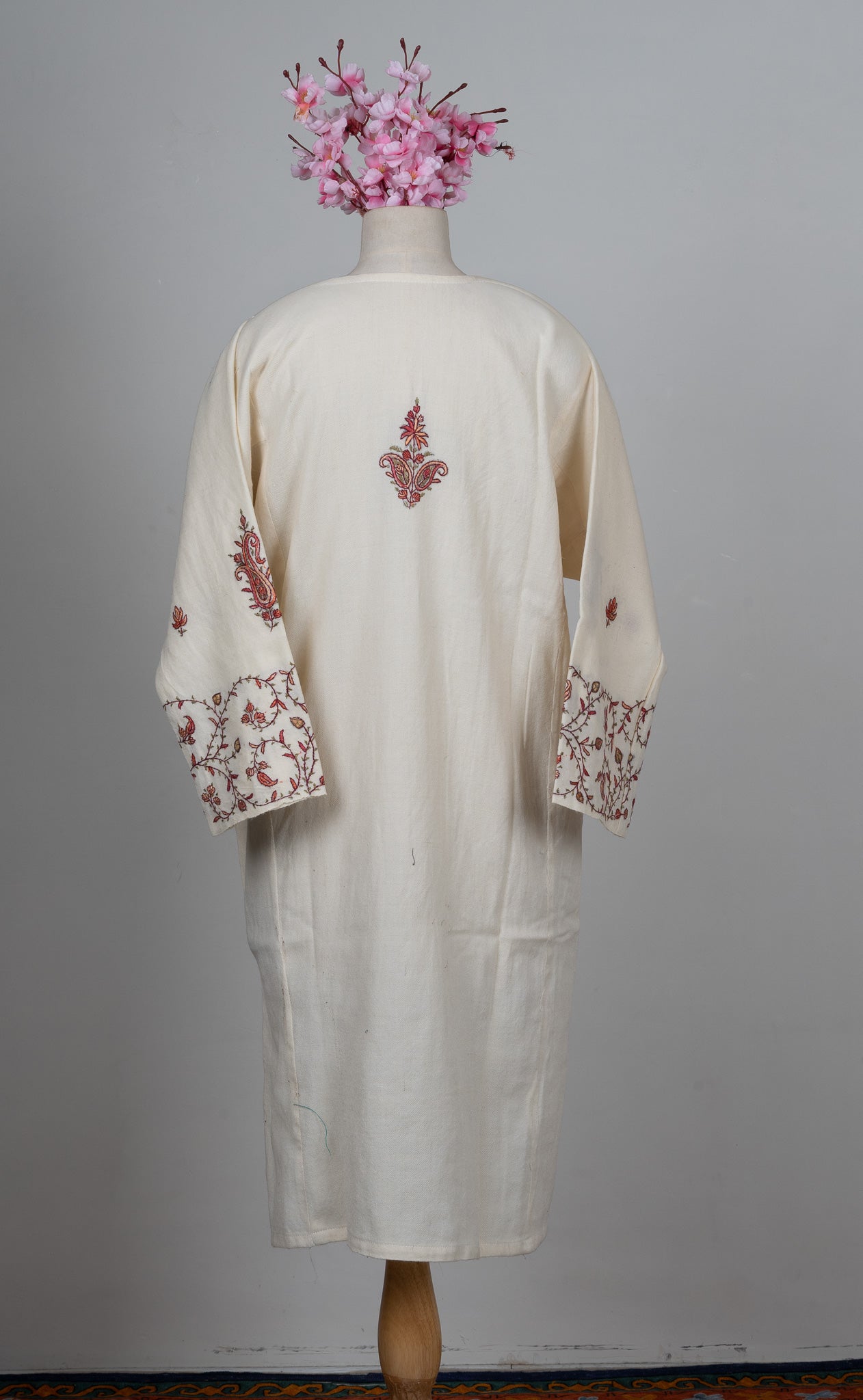 Ivory Vine Sozni Hand Embroidered Pheran