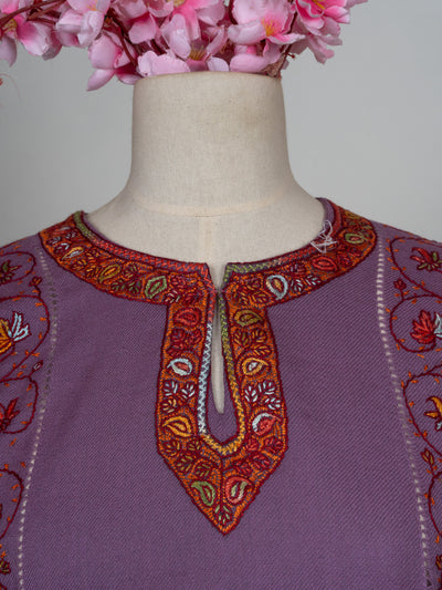 Amethyst Vine Sozni Hand Embroidered Pheran