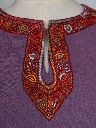 Amethyst Vine Sozni Hand Embroidered Pheran