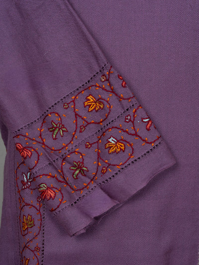 Amethyst Vine Sozni Hand Embroidered Pheran