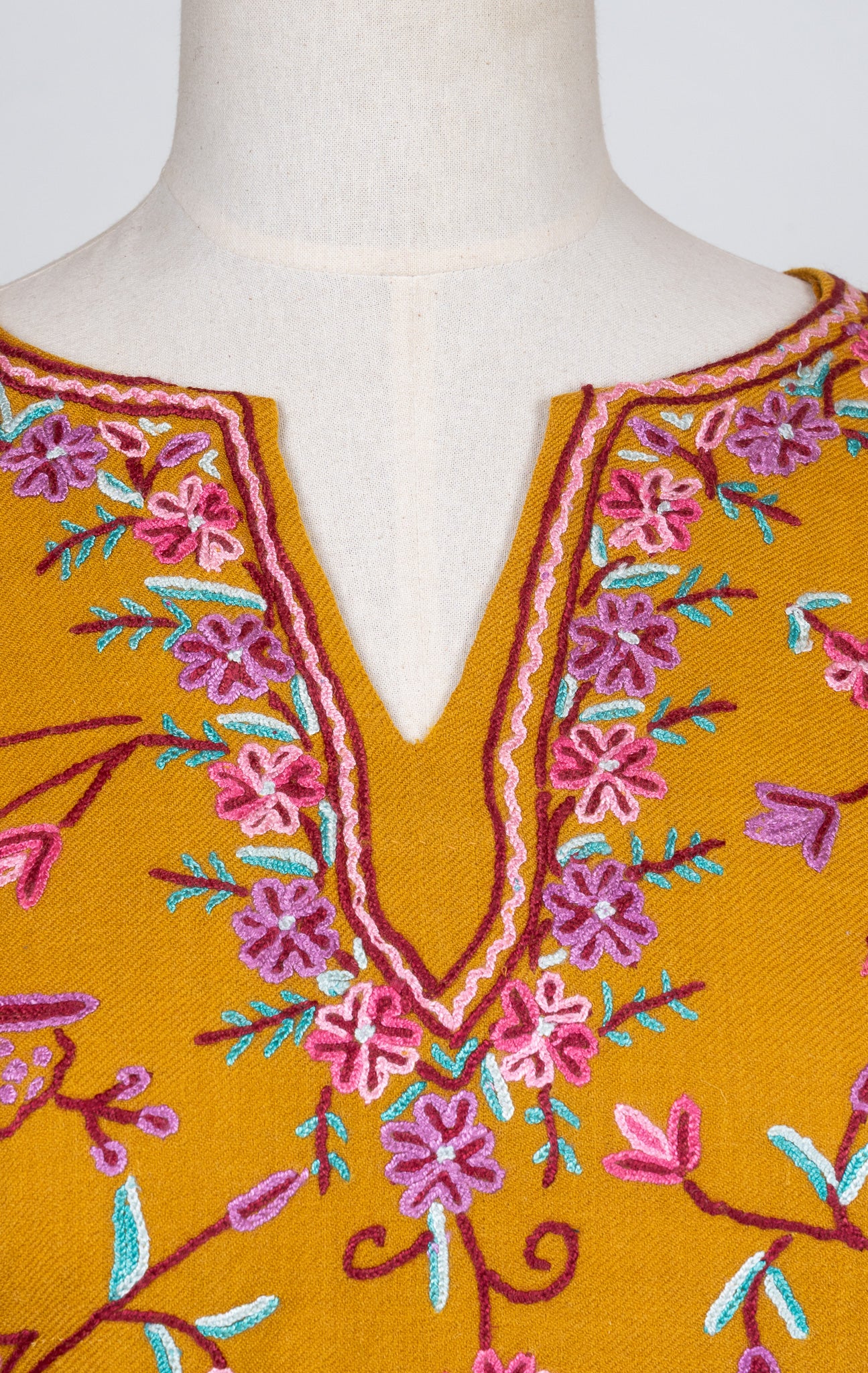 Marigold Bloom Sozni Hand Embroidered Pheran