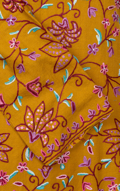 Marigold Bloom Sozni Hand Embroidered Pheran