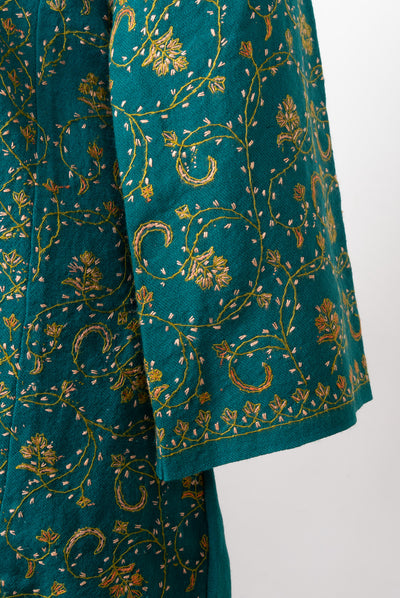 Jade Lattice Sozni Hand Embroidered Pheran