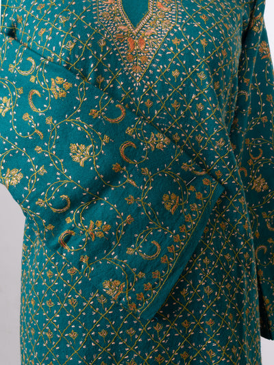 Jade Lattice Sozni Hand Embroidered Pheran