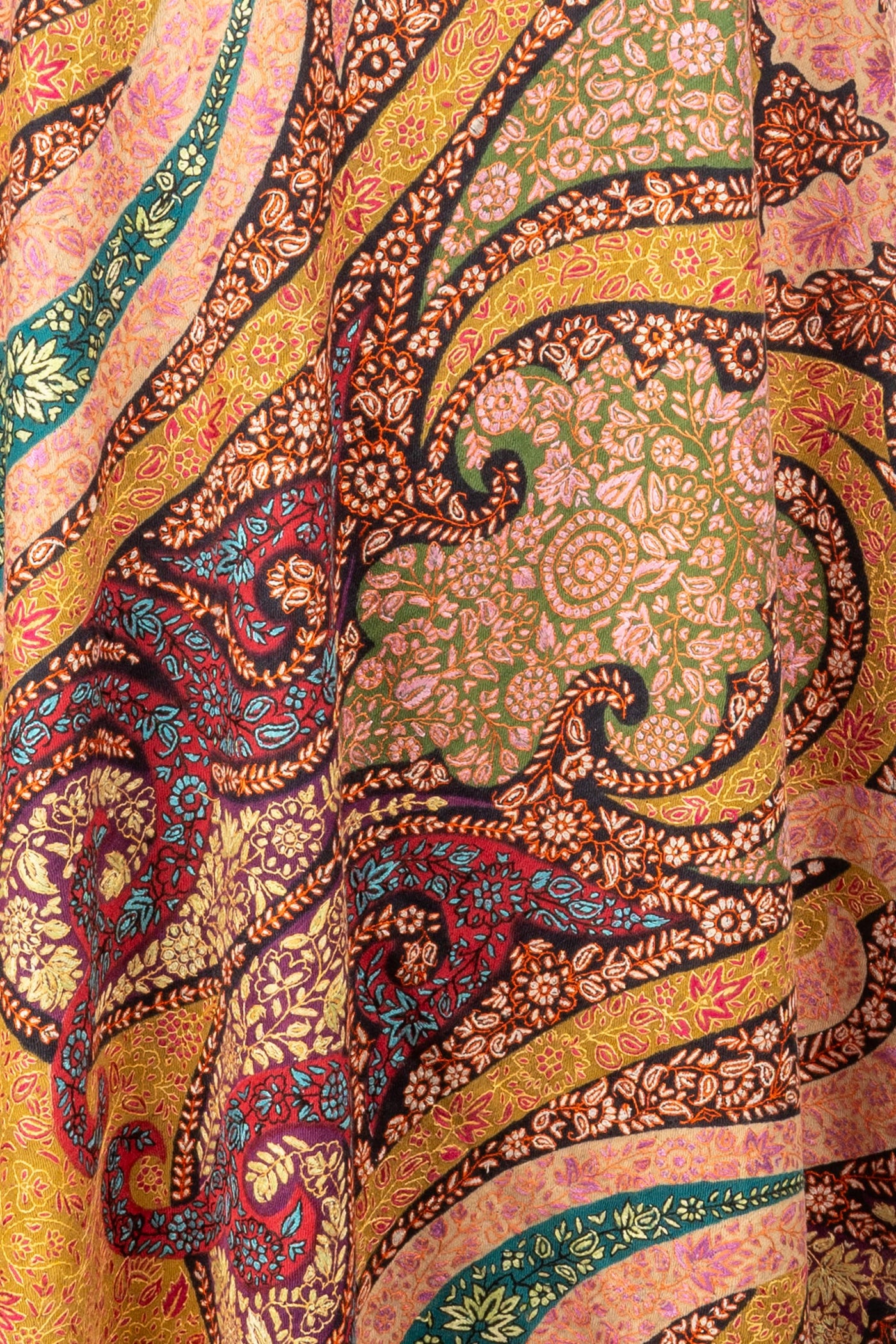 Gulbahar Roshanara Pashmina Kalamkari Shawl with Sozni Hand Embroidery