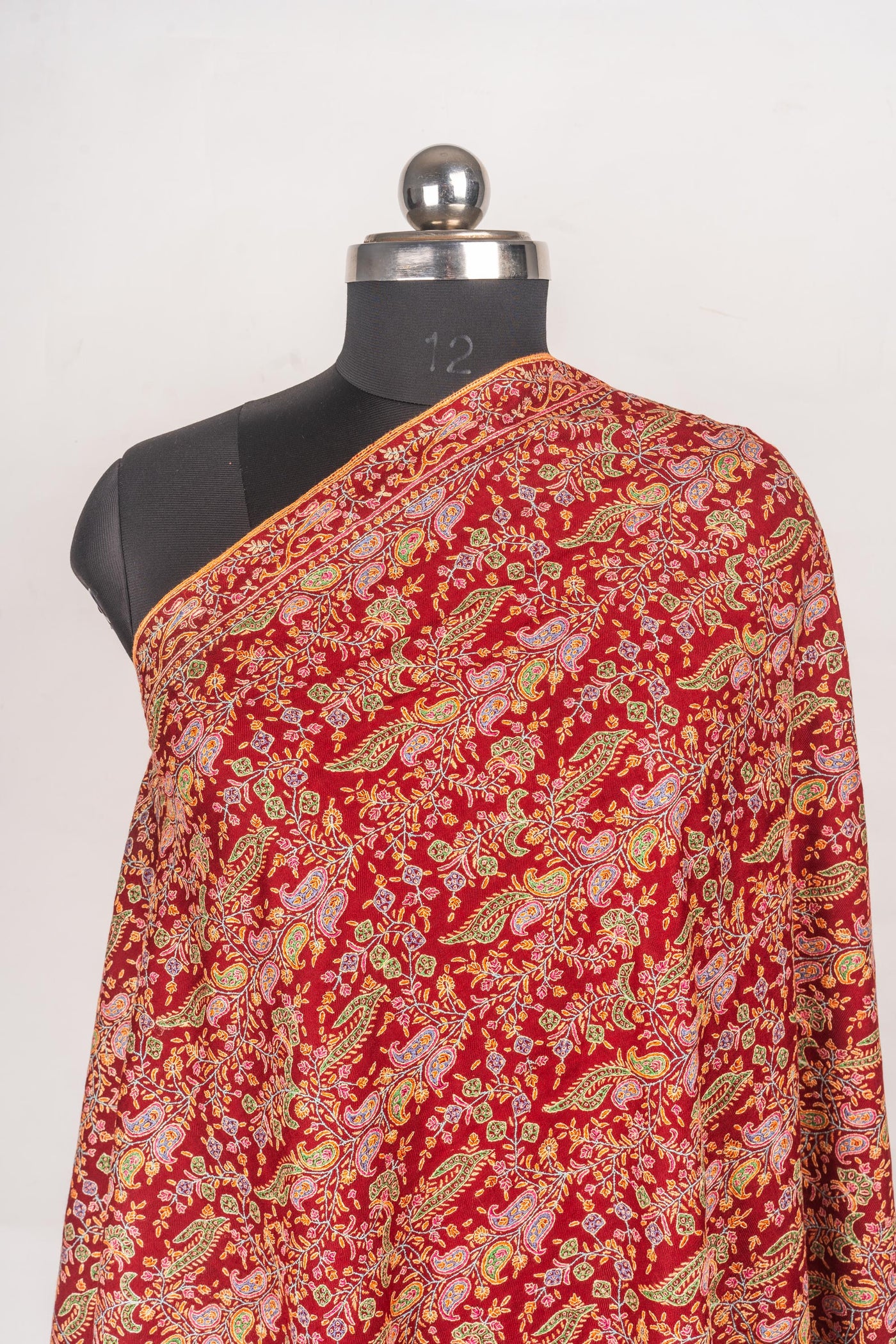 Ravishing Rouge Sozni Jaal Hand Embroidery Pashmina Shawl