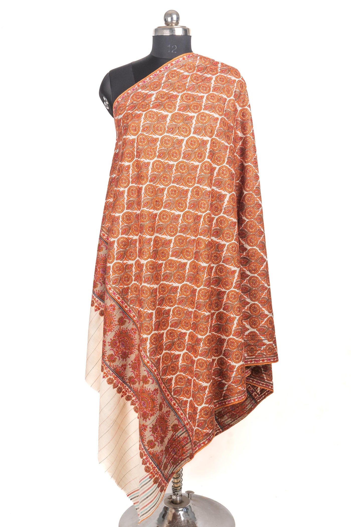 Zar Gulbahar: Pure Pashmina Jamawar Shawl with Heavy sozni Hand-Embroidery