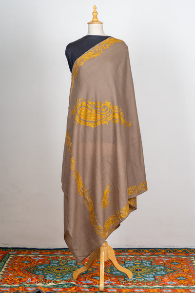 Zard Bahaar: Hand-Embroidered Sozni Shawl in Merino Wool