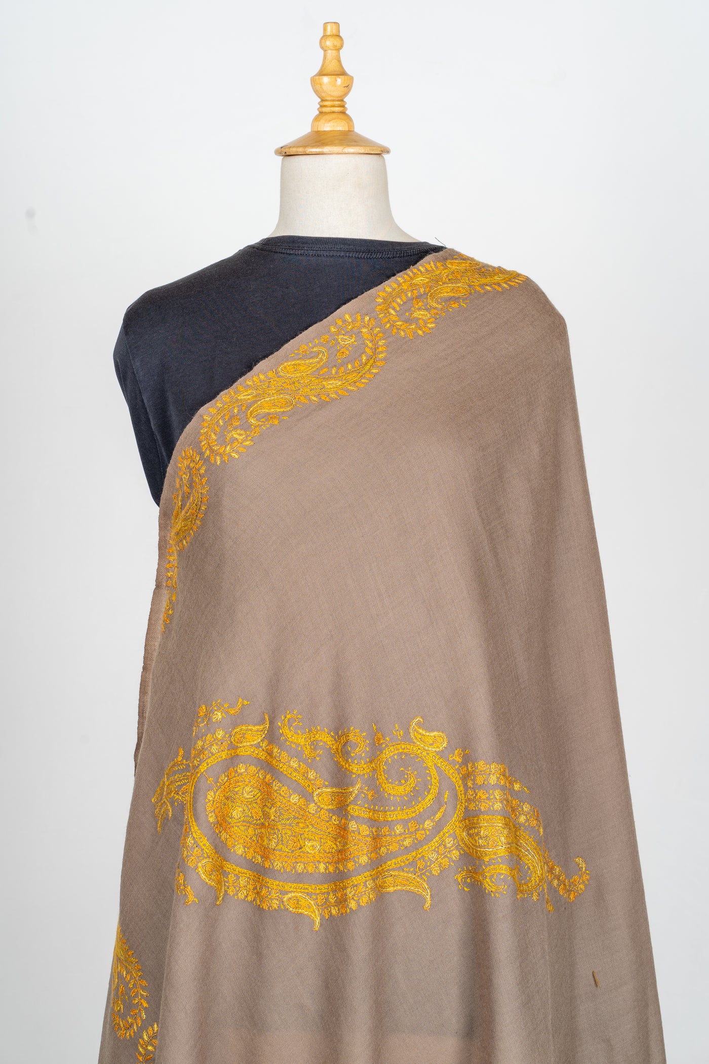 Zard Bahaar: Hand-Embroidered Sozni Shawl in Merino Wool