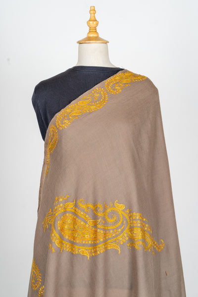 Zard Bahaar: Hand-Embroidered Sozni Shawl in Merino Wool