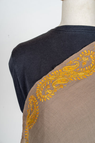 Zard Bahaar: Hand-Embroidered Sozni Shawl in Merino Wool