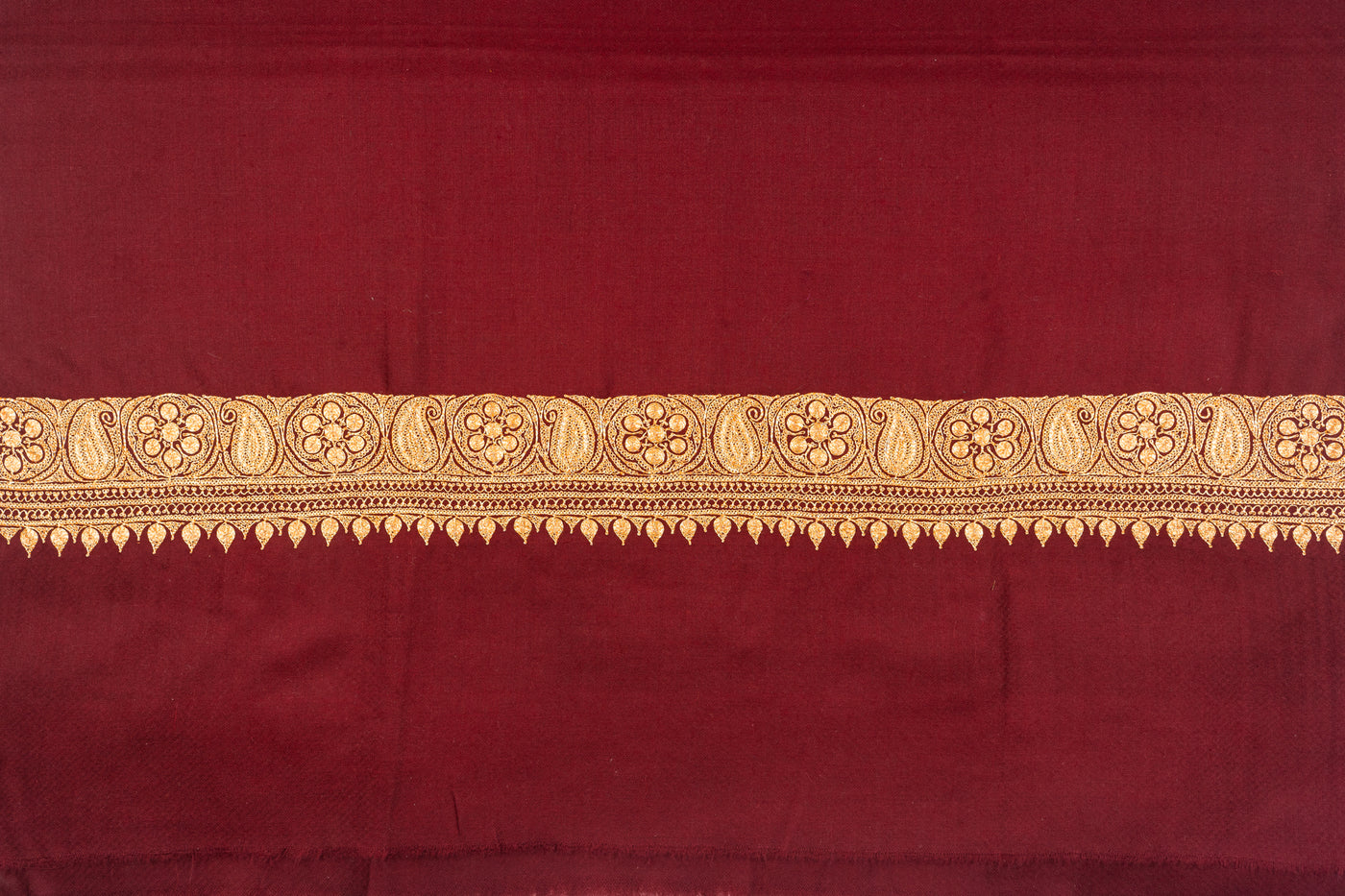 Maroon Majesty Hand-Tilla Embroidered Luxuriant Pashmina Shawl