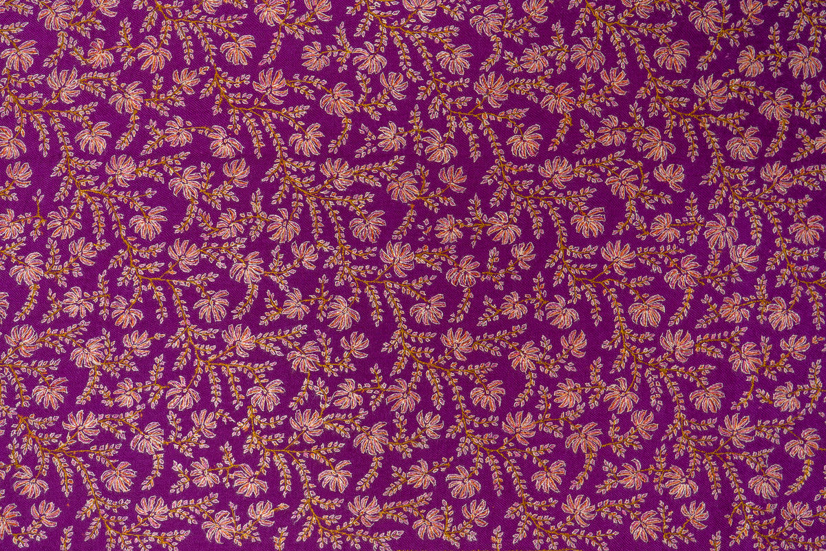 Baad-e-Gul – Plum Sozni Hand-Embroidered Pashmina Shawl